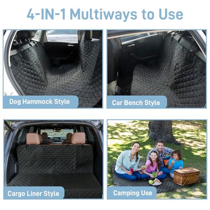 Large Dog Car Seat Cover for Back Seat, Universal Fit Bench Car Seat Cover, Waterproof Dog Hammock for Car with Adjustable Straps, Durable Seat Protector for Cars, Trucks & SUVs, Black