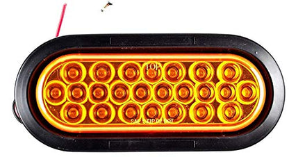 All Star Truck Parts 6" Oval LED Recessed Amber Strobe Light, 24 LED DOT/SAE Approved & Marked, Waterproof, Super Bright High Powered Strobe for Towing (With Grommet) - size: 1pc With Grommet
