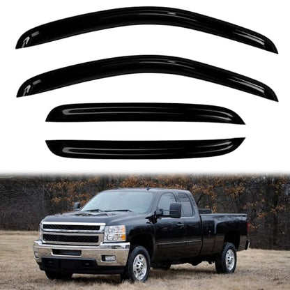 4PC Rain Guards for 2007-2014 Chevy Tahoe Window Visors for GMC Yukon Deflectors Sun Shades Vent Tape On Out Channel - size: 07-14 Chevy Tahoe Yukon