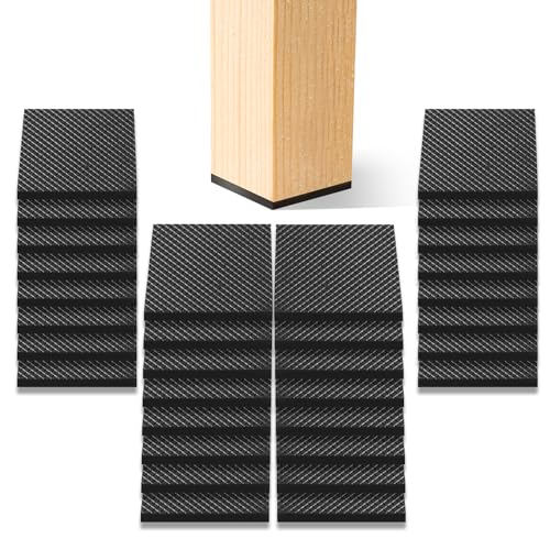 CHUNZEXI Non Slip Rubber Furniture Pads & Grippers, Self Adhesive Round Floor Protectors for Chair & Table Legs and Feet, 1.5 Inch, 32 Pack, Square - size: 1.5 inch 32 Square