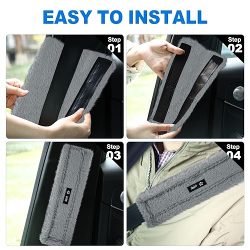 SPRING SEAON Fluffy Auto Seat Belt Cover Pad Soft Universal Car Seat Belt Covers Seat Beat Strap Pad for Shoulder Pad Neck Cushion Protector Car Accessories 2 PCS Grey - color: Grey