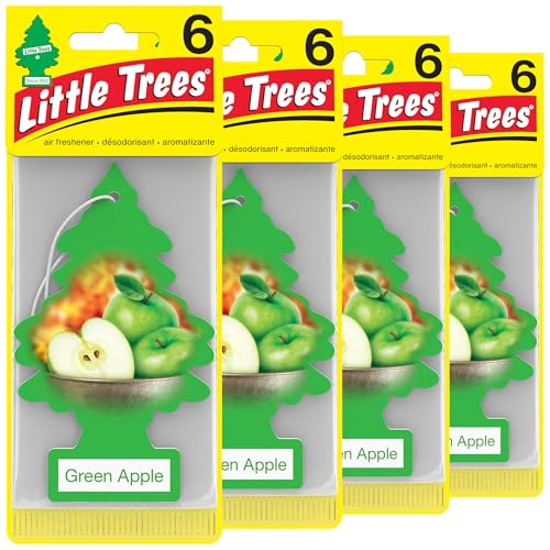 LITTLE TREES Car Air Freshener | Hanging Tree Provides Long Lasting Scent for Auto and Home | Green Apple, 24 Air Fresheners - color: Green Apple