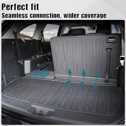 Cargo Mat with Backrest Mat for 2020-2024 2025 2026 Toyota Highlander Car Mat Accessories(Both Hybrid and Gas), TPE All Weather Cargo Liner with SeatBack Cover(Highlander-2 in 1 Trunk Mat) - size: Highlander-Cargo Mat with Backrest Mats