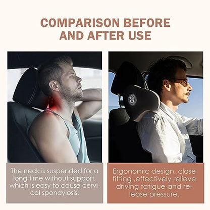 Really Helpful Car Headrest Pillow, Car Neck Pillow for Sleeping with Adjustable Strap, 100% Memory Foam & Breathable Removable Cover, Ergonomic Design - Softness Travel Car Pillow(Beige, 1PC) - color: Beige