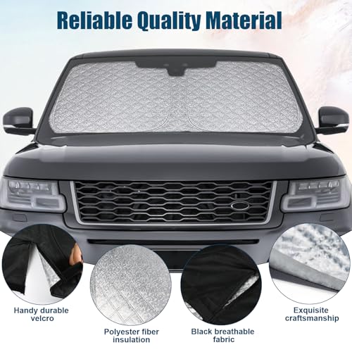 6 Layers Custom Fit Windshield Sun Shade for 2013-2022 Range Rover Sport L494, Foldable Car Sunshade with Storage Bag, Heat Reflective & UV Protection - size: 2013-2022 Range Rover Sport L494