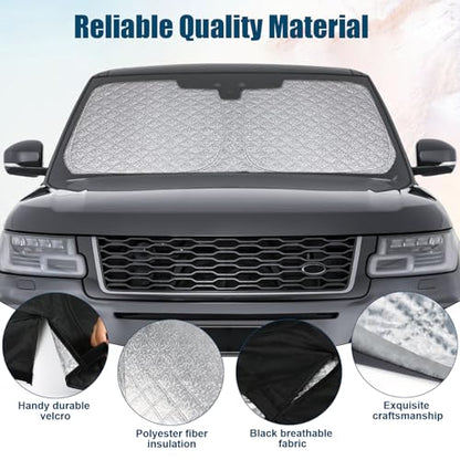 6 Layers Custom Fit Windshield Sun Shade for 2013-2022 Range Rover Sport L494, Foldable Car Sunshade with Storage Bag, Heat Reflective & UV Protection - size: 2013-2022 Range Rover Sport L494