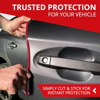 All-Fit Automotive Car Door Edge Protector – Universal DIY Edge Trim to Prevent Scratches & Dings – Flexible Adhesive Molding Trim for Cars, Trucks & SUVs (10 Ft - Red) - color: Dark Red
