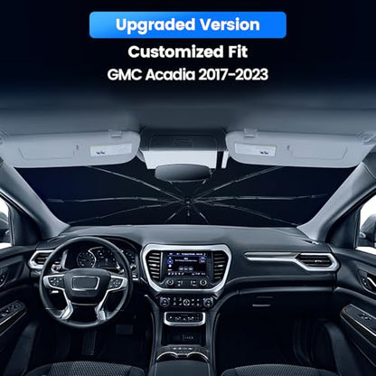 Windshield Sun Shade Umbrella Custom Fit for GMC Acadia 2017-2025 Foldable UV Protection Car Cover, Emergency Rain Shield & Dashboard Protector - Durable Auto Accessory - size: For GMC Acadia 2017+