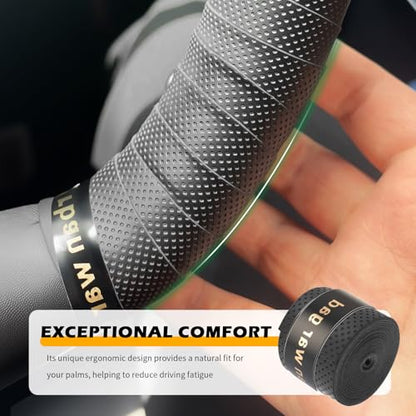 2PCS 3.4Ft Leather Steering Wheel Wrap Tape,Breathable Car Steering Wheel Tape Provides Comfort & Non-Slip Grip,Sweat-Absorbent Cars Steerings Wheels Cover Tapes Car Accessories