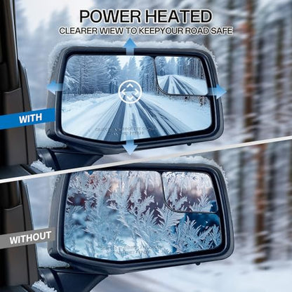 Passenger Right Side Door Mirror for 2019-2024 Chevy Silverado 1500, with Heated Power and Convex Blind Spot Glass Temperature Sensor Manual Folding, Replace#GM1321583(7 Pins) - size: Right