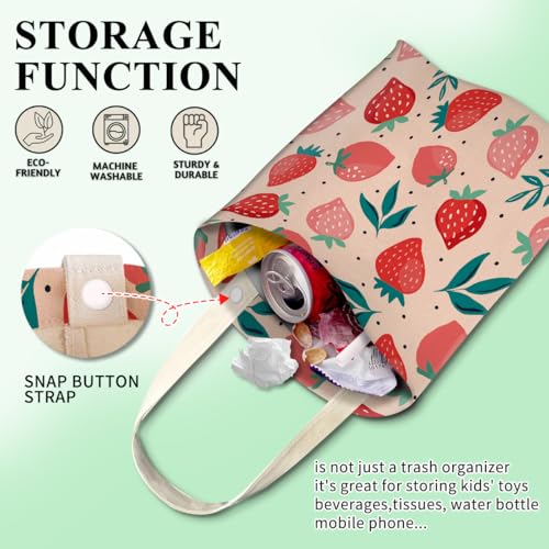 Car Trash Can, Cute Hanging Organizer and Storage Bag, Trash Bin for Vehicle, Travelling, Camping - Pink Strawberry - color: Cute Pink Strawberry