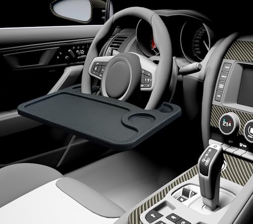 Steering Wheel Tray With Cup & Pen Holder for Eating, Makeup, Working, Writing - Car Desk Suitable for Cars, SUVs, Pickup Trucks and RVs