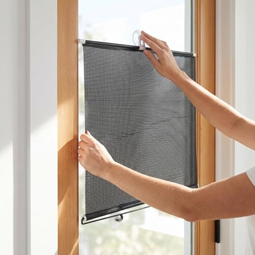PATKAW 1 PCS Blackout Blinds No Drill, Retractable Roller Window Shades with Suction Cups, Portable Light Blocking Roller Blinds for Bedroom, Office, Nursery, RV, Car and Travel (49.2" x 19.7") - size: 1"W x 1"H