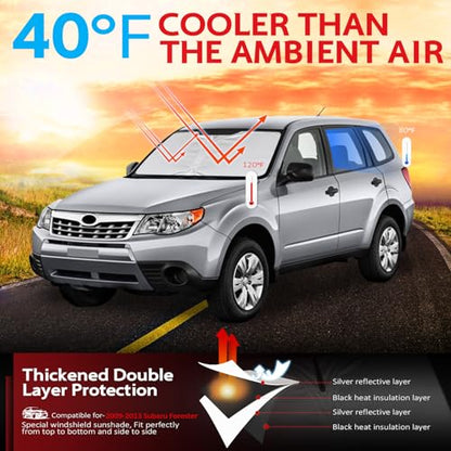 KAYZT Windshield Sun Shade for 2009-2013 Su-baru Forester Foldable Sunshade Front Window Custom Fit Car Accessories - size: for 2009-2013 Su-baru Forester