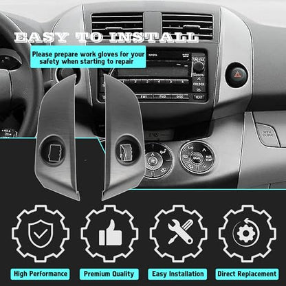 1 Pair Central Dashboard Cover Strip Trim Left and Right Compatible with 2006-2012 Toyota RAV4 Base Limited EV Sport Replaces 55413-42070-B0 55412-42060-B0