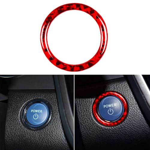 Super Glossy Red Durable Carbon Fiber Compatible with Toyota Camry 2018-2024 Accessories Car Key Ignition Push Start Button Cover Interior Trim Sticker Decal - color: Engine Start Stop Ring Trim