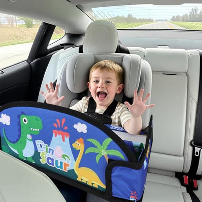 Kids Travel Tray for Airplane - Toddler Car Seat Table Tray, Road Trip Essentials for Boys & Girls, Carseat Lap Desk for Kids Road Trip Activities,Blue Dinosaur - color: Blue Dinosaur