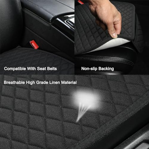 West Llama Linen Car Seat Covers,Bottom Seat Covers for Cars Include 1 Piece Front Driver Seat Pad Mat Universal Fits 90% Vehicles,SUVs,Cars,Sedans(1Piece-Black) - color: A-Black, size: 1 Front Bottom Seat Covers