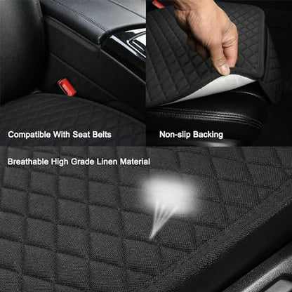West Llama Linen Car Seat Covers,Bottom Seat Covers for Cars Include 2 Piece Front Driver Seat Pad Mat Universal Fits 90% Vehicles,SUVs,Cars,Sedans(2Piece-Black) - color: B-Black, size: 2 Front Bottom Seat Covers