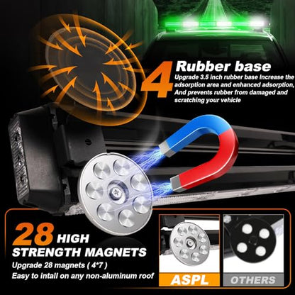 ASPL 26inch 126 LED Rooftop Emergency Strobe Lights Bar Double Side Flashing Safety Warning Traffic Advisor Light Bar Hazard Snow Plow Light for Trucks Vehicles Construction Tow Pickup(Green/White) - color: Green/White