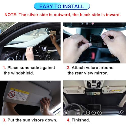 Windshield Sun Shade for Jeep Wrangler TJ JK JKU 4&2 Door 1997-2017 Front Window Shade Sun Visor Protector Jeep Wrangler Accessories Foldable Sunshade Reflective Polyester Blocks UV Rays Keep Car Cool - size: for Wrangler 1997-2017