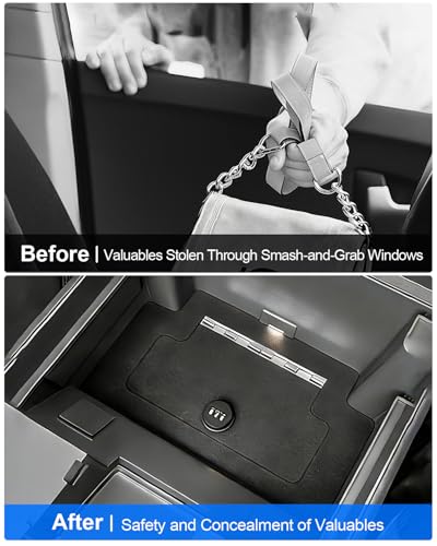 Center Console Safe Lock Box for Chevy Silverado GMC Sierra 2023-2026 Accessories No Drill Anti-Theft Armrest Security Organizer with 3-Digit Combination Lock Carbon Steel Safe Vault - size: Silverado GMC Sierra Safe Organizer
