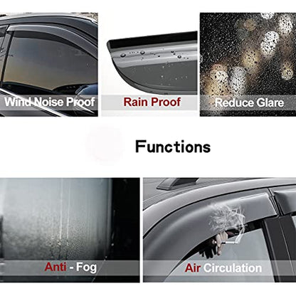Original 4pcs Window Shade, Outside Mount Tape-On Rain Guards Set, Nice Side Window Visors Compatible with Ford F-150 2015-2024 Extended cab (SuperCab) 94974 - size: For F-150 Extended cab
