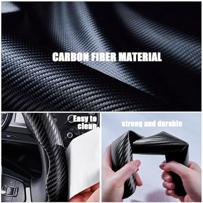 Carbon Fiber Steering Wheel Covers 3 Piece Clip on Steering Wheel Cover (Matte Black) - color: Matte Black