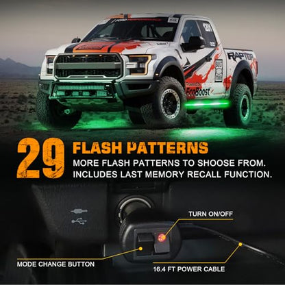 XRIDONSEN 2PCS 60 inch Green White Emergency Lights Strip 720 LED Running Board Strobe Lights Flashing Warning Safety First Responder for Firefighter Vehicles POV Fire Trucks Pickup SUV - color: Green/White