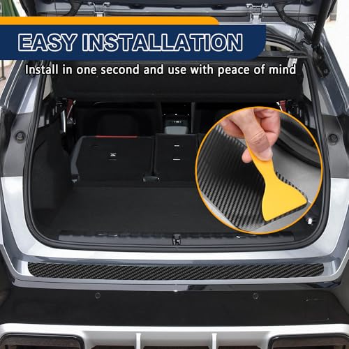 Zufoty Car Rear Bumper Protector Guard, Anti-Scratch Carbon Fiber Trunk Door Sill Protection Strip Sticker, Self-Adhesive Trunk Door Entry Sill Protector Universal for Car SUV Truck Pickup