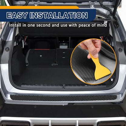 Zufoty Car Rear Bumper Protector Guard, Anti-Scratch Carbon Fiber Trunk Door Sill Protection Strip Sticker, Self-Adhesive Trunk Door Entry Sill Protector Universal for Car SUV Truck Pickup