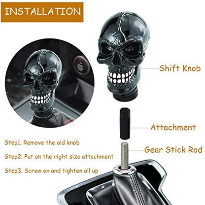 Skull Gear Speed Shift Stick Head Fit Most Cars - color: Black