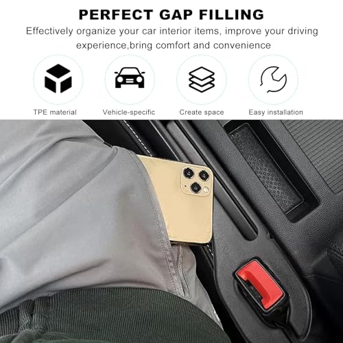 2 PCS Car Seat Gap Filler, Multifunctional Side Seat Gap Stopper Organizer with Phone Holder, Automotive Crevice Blocker Plug Between Seats Console to Prevent Dropping (Black) - color: Black
