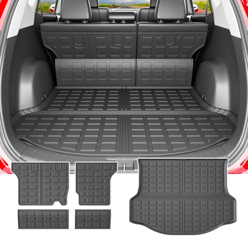 powoq Cargo Mat Compatible with 2013 2014 2015 2016 2017 2018 Toyota RAV4 Cargo Liner Backrest Mat TPE All Weather Replacement for Toyota RAV4 Accessories (Trunk Mat+Backrest Mats) - size: Compatible With Toyota Rav4 | 2013-2018