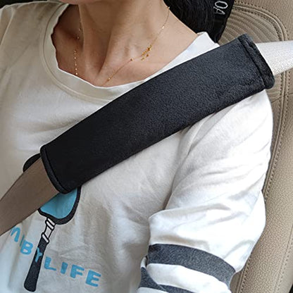 Tianmei 2 Pcs Universal Car Seatbelt Pads Cover, Carseat Belt Shoulder Strap Protector for Adults and Kids (Pure Black) - color: Black - 2PCS