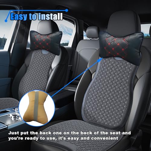 BDZMC 1PCS Car Neck Pillow, Breathable Car Head Neck Rest Cushion, Soft Pillow for Relieving Stiffness, Comfort Car Seat Neck Support Pillow (Black/Red) - color: Black/Red