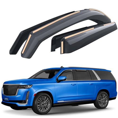 Goodyear Shatterproof in-Channel Window Deflectors for Cadillac Escalade ESV 2021-2026, Rain Guards, Window Visors for Cars, Vent Deflector, Car Accessories, 4 pcs - GY008000 - color: For Escalade ESV 21-26