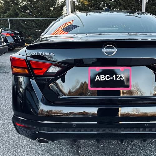 Pink License Plate Frame 2 Packs Aluminum Metal License Plate Holder for Car Universal Fit for Women - color: Pink