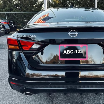 Pink License Plate Frame 2 Packs Aluminum Metal License Plate Holder for Car Universal Fit for Women - color: Pink