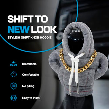 Funny Gear Shift Hoodie Cover, Car Shifter Knob Sweatshirt, Universal Stick Shift Cover for Car Gear Handle - color: Grey