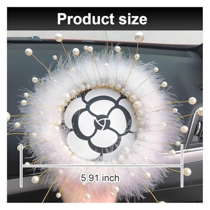 Camellia Car Dashboard Anti-Slip Mat, Pearl Feather Auto Dash Phone Hold Sticky Pad, 5.91'' Vehicle Strong Gripping Mat for Keychains, Sun Glasses and Electronic Devices (Round) - color: Round