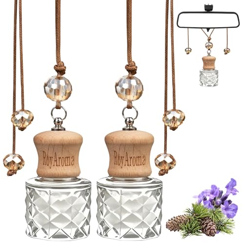 RoyAroma Hanging Car Air Freshener, 2 Pack Long Lasting Car Fresheners, Natural Fragrance Cars Essential Oil Diffuser for Home Office - Warm & Soft Mahogany
