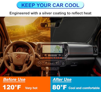 Windshield Sun Shade for Nissan Frontier 2006-2021 Front Window Sun Visor Protector Nissan Frontier Accessories Foldable Sunshade Blocks UV Rays Keeps Your Car Cooler - size: for Frontier 2006-2021