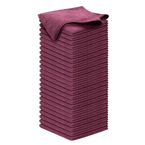 USANOOKS Premium 300GSM Microfiber Cleaning Cloth - 12.5"x12.5" High Performance - 1200 Washes, Ultra Absorbent Microfiber Towels for Cars Undercarriage, Rims & Engine Bay Cleaning - Microfiber Cloth - color: Burgundy, size: 50 pack