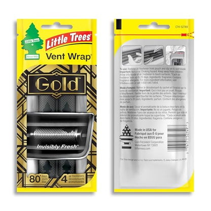 LITTLE TREES Car Air Freshener | Vent Wrap Provides Long Lasting Scent, Invisibly Fresh | 16 Air Fresheners | Gold - color: Gold