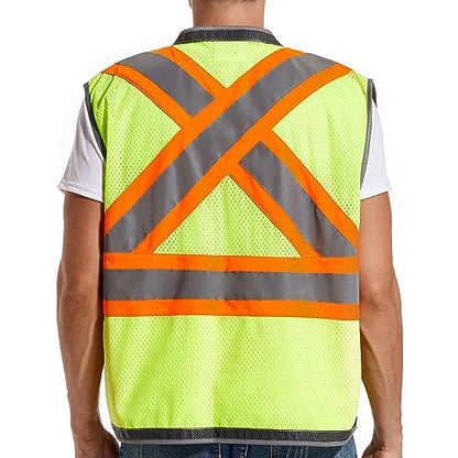ArcRidge Reflective Safety Vest for Men and Women - Class 2 High Visibility Construction Vest - Dual Tone Reflective Strips - size: 3X-Large