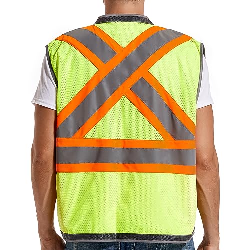 ArcRidge Reflective Safety Vest for Men and Women - Class 2 High Visibility Construction Vest - Dual Tone Reflective Strips - size: Medium