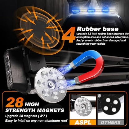 ASPL 26inch 126 LED Rooftop Emergency Strobe Lights Bar Double Side Flashing Safety Warning Traffic Advisor Light Bar Hazard Snow Plow Light for Trucks Vehicles Construction Tow Pickup(Blue/White) - color: Blue/White