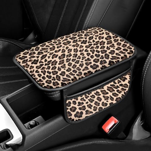 Auto Center Console Pad PU Leather Car Armrest Seat Box Cover Protector Universal Fit (Tan) - color: Tan