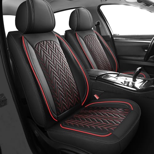 MIROZO Car Seat Covers Full Set,Seat Covers for Cars Universal Seat Covers Waterproof Vehicle Seat Covers Faux Leather Car Seat Protector Front Seats and Rear Seat Cover Set (Full Set, Black and Red) - color: Black And Red, size: 5PCS Full Set